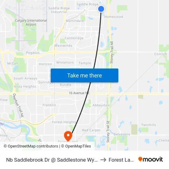 Nb Saddlebrook Dr @ Saddlestone Wy NE to Forest Lawn map