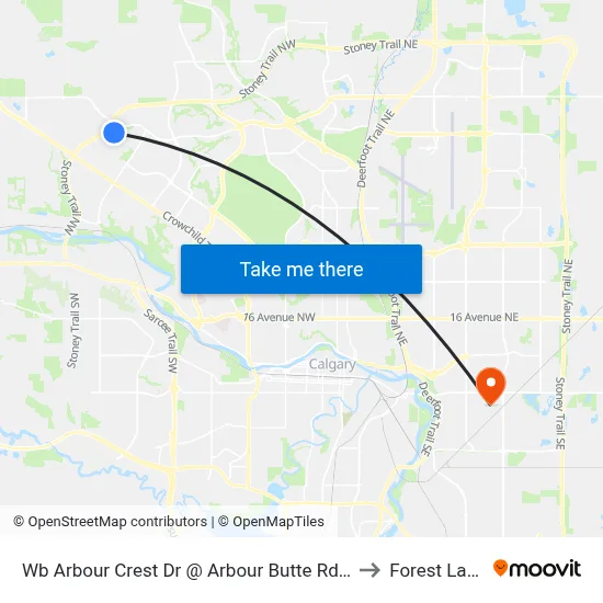 Wb Arbour Crest Dr @ Arbour Butte Rd NW to Forest Lawn map