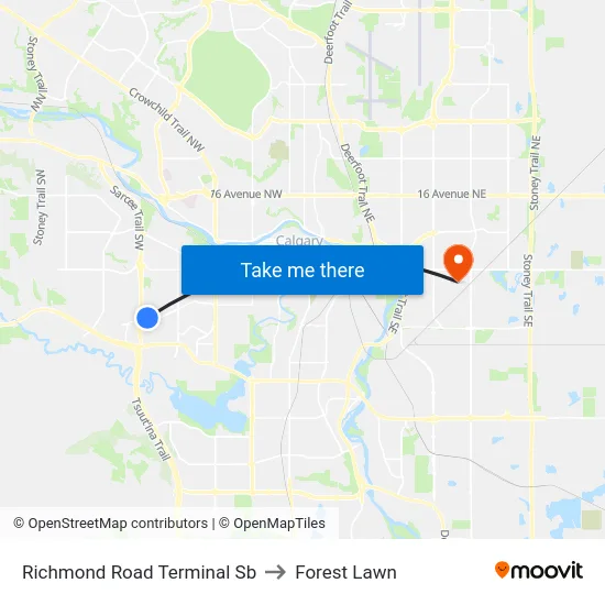 Richmond Road Terminal Sb to Forest Lawn map
