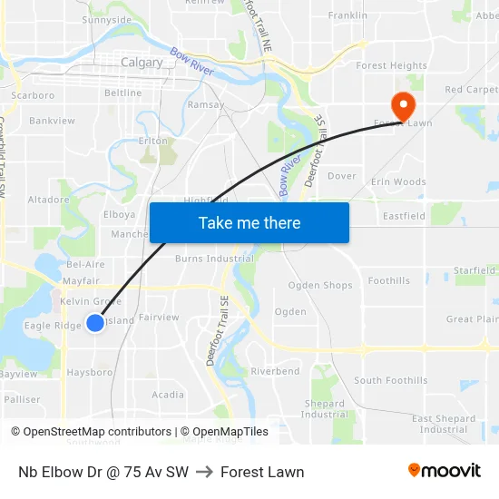 Nb Elbow Dr @ 75 Av SW to Forest Lawn map