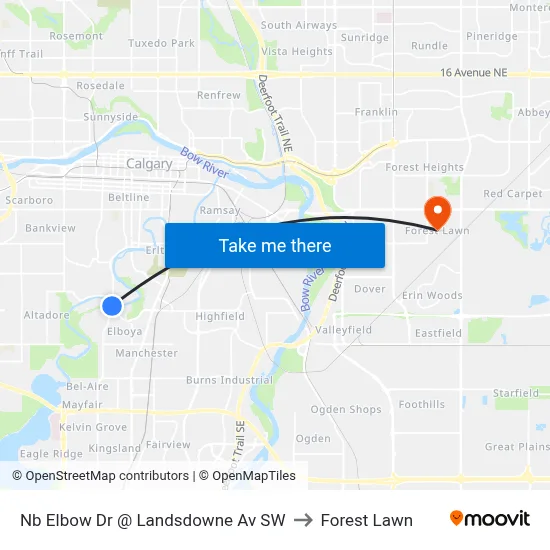 Nb Elbow Dr @ Landsdowne Av SW to Forest Lawn map