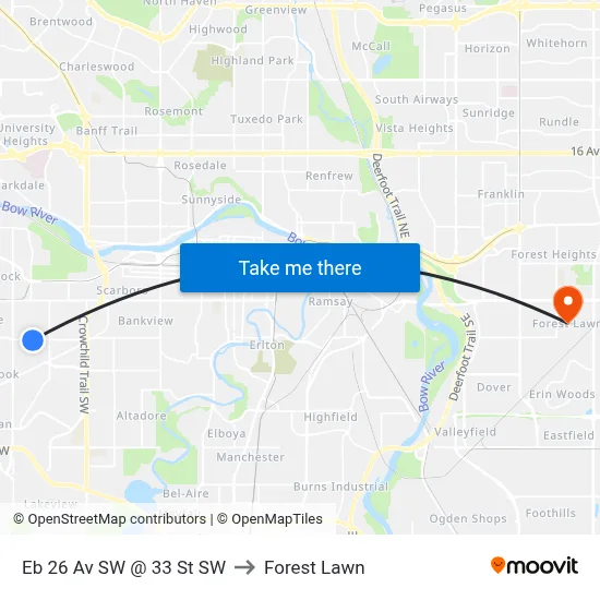Eb 26 Av SW @ 33 St SW to Forest Lawn map