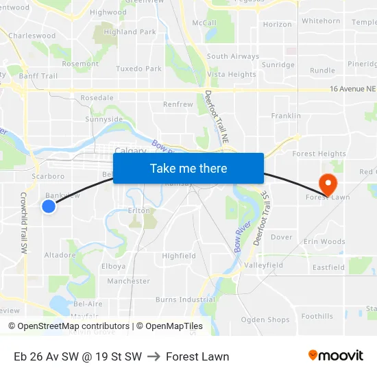 Eb 26 Av SW @ 19 St SW to Forest Lawn map