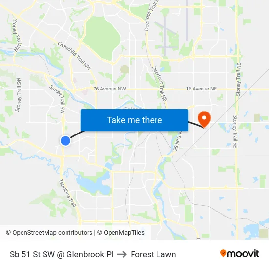 Sb 51 St SW @ Glenbrook Pl to Forest Lawn map