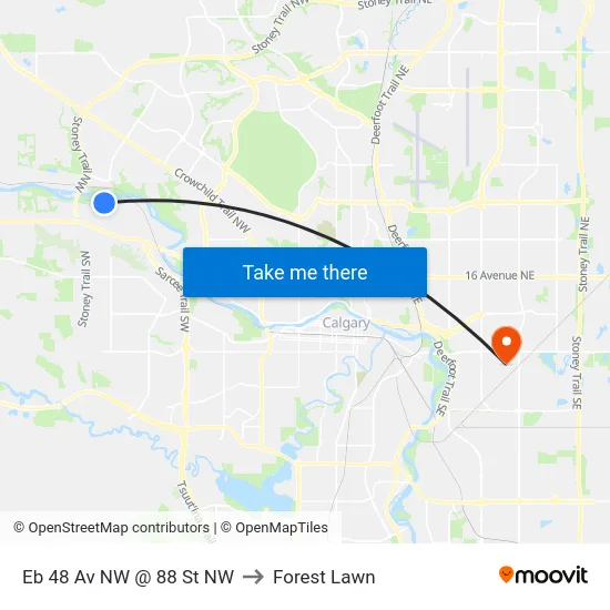 Eb 48 Av NW @ 88 St NW to Forest Lawn map