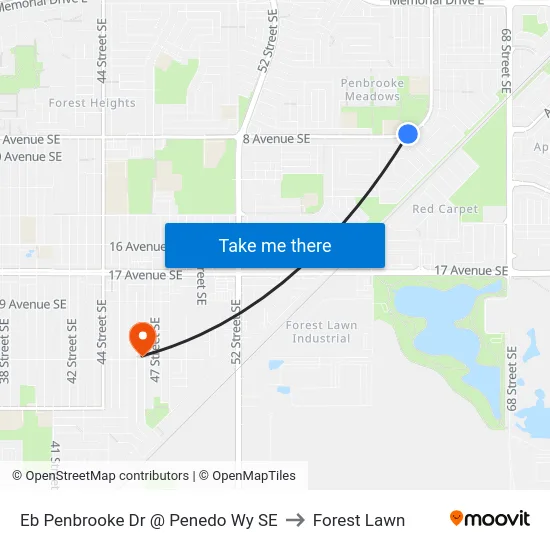 Eb Penbrooke Dr @ Penedo Wy SE to Forest Lawn map