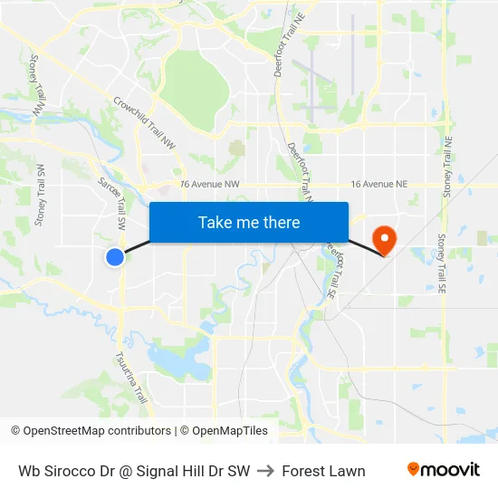 Wb Sirocco Dr @ Signal Hill Dr SW to Forest Lawn map