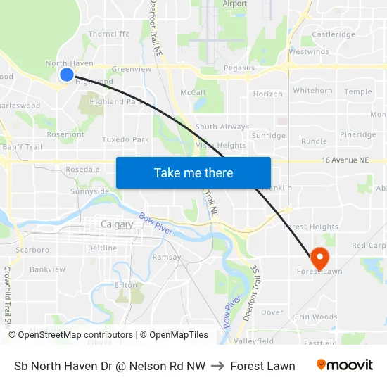 Sb North Haven Dr @ Nelson Rd NW to Forest Lawn map