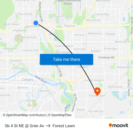 Sb 4 St NE @ Grier Av to Forest Lawn map