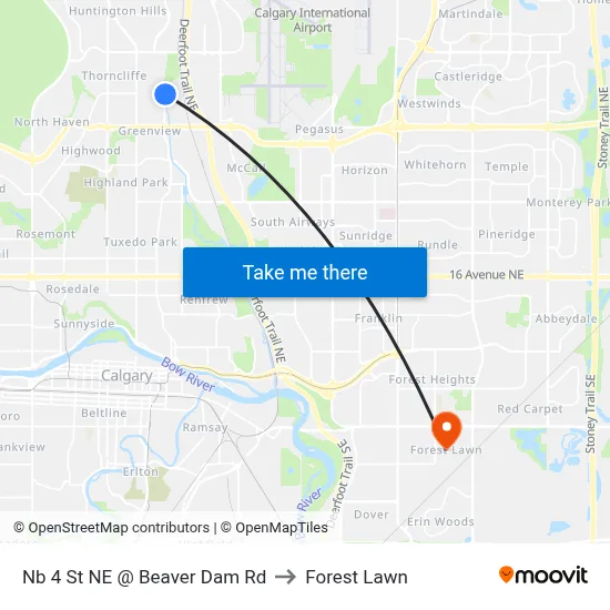Nb 4 St NE @ Beaver Dam Rd to Forest Lawn map
