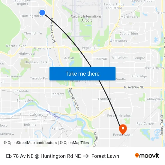 Eb 78 Av NE @ Huntington Rd NE to Forest Lawn map