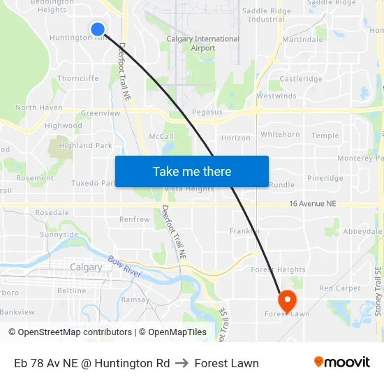 Eb 78 Av NE @ Huntington Rd to Forest Lawn map