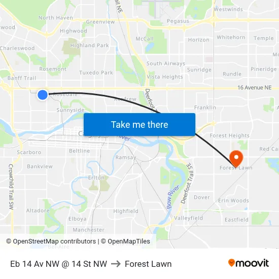 Eb 14 Av NW @ 14 St NW to Forest Lawn map