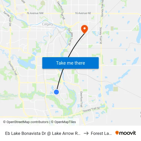 Eb Lake Bonavista Dr @ Lake Arrow Rd SE to Forest Lawn map
