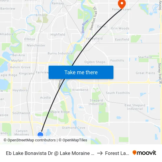 Eb Lake Bonavista Dr @ Lake Moraine Pl SE to Forest Lawn map