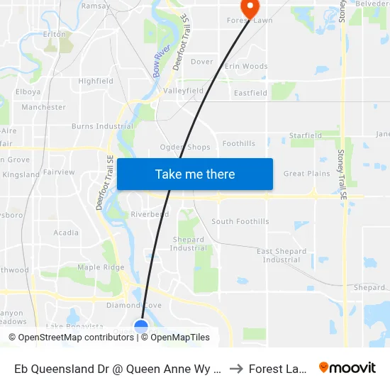 Eb Queensland Dr @ Queen Anne Wy SE to Forest Lawn map