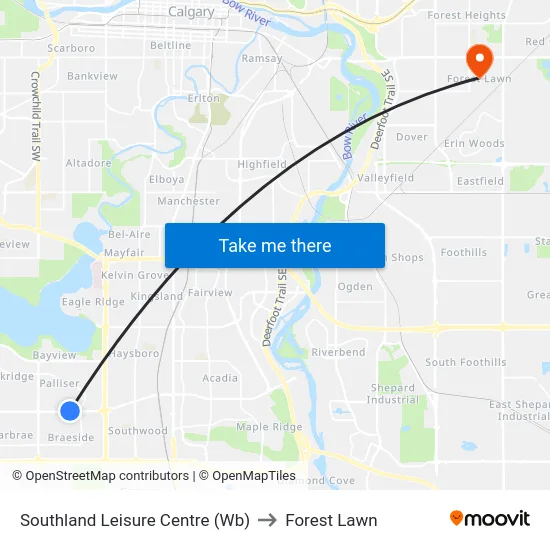 Southland Leisure Centre (Wb) to Forest Lawn map