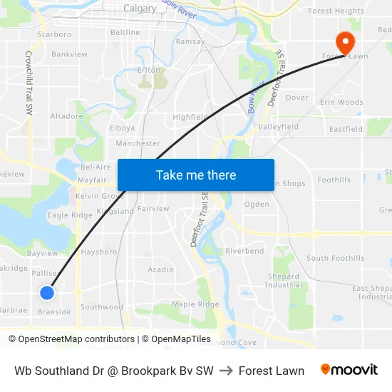 Wb Southland Dr @ Brookpark Bv SW to Forest Lawn map