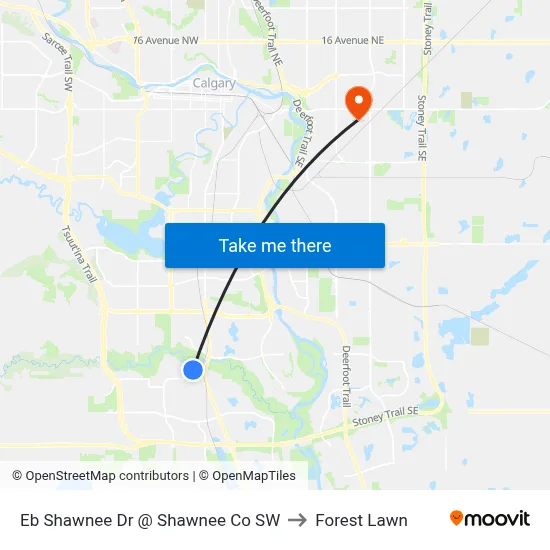 Eb Shawnee Dr @ Shawnee Co SW to Forest Lawn map