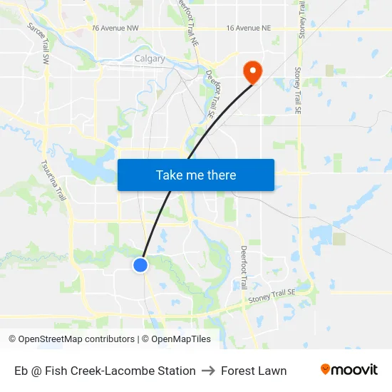 Eb @ Fish Creek-Lacombe Station to Forest Lawn map