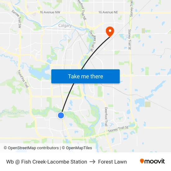 Wb @ Fish Creek-Lacombe Station to Forest Lawn map