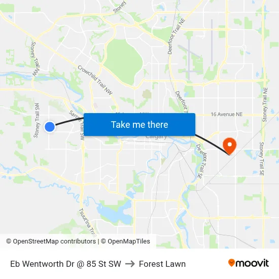 Eb Wentworth Dr @ 85 St SW to Forest Lawn map