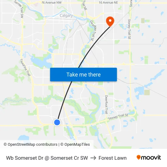 Wb Somerset Dr @ Somerset Cr SW to Forest Lawn map