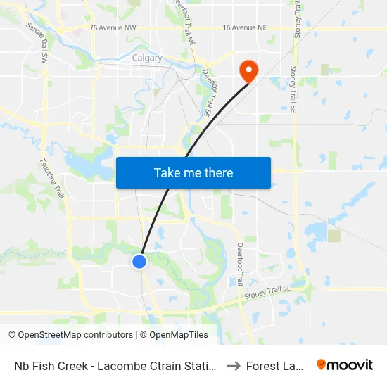 Nb Fish Creek - Lacombe Ctrain Station to Forest Lawn map