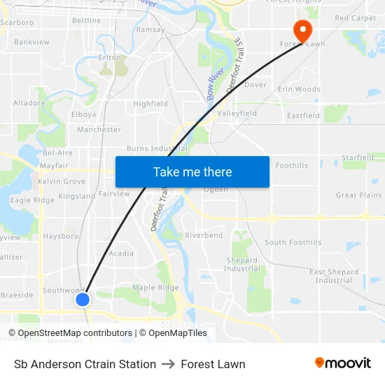 Sb Anderson Ctrain Station to Forest Lawn map