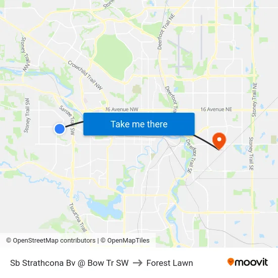 Sb Strathcona Bv @ Bow Tr SW to Forest Lawn map