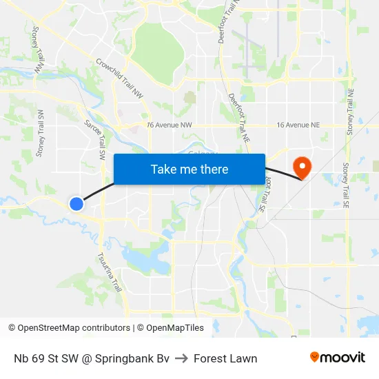 Nb 69 St SW @ Springbank Bv to Forest Lawn map