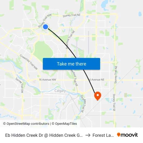 Eb Hidden Creek Dr @ Hidden Creek Gr NW to Forest Lawn map