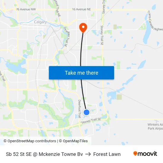 Sb 52 St SE @ Mckenzie Towne Bv to Forest Lawn map