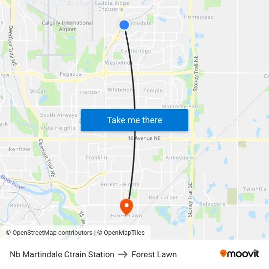 Nb Martindale Ctrain Station to Forest Lawn map