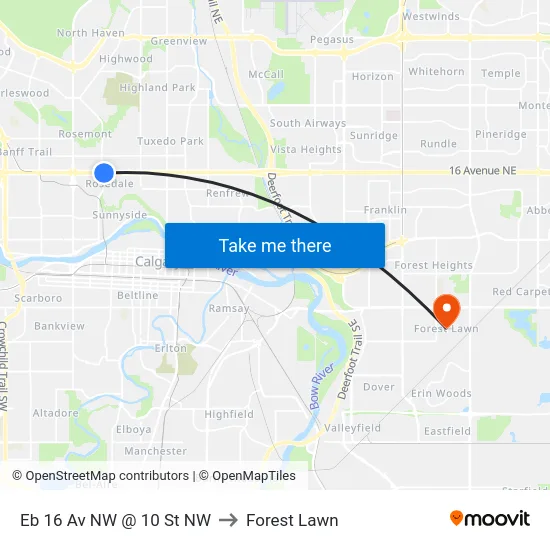 Eb 16 Av NW @ 10 St NW to Forest Lawn map