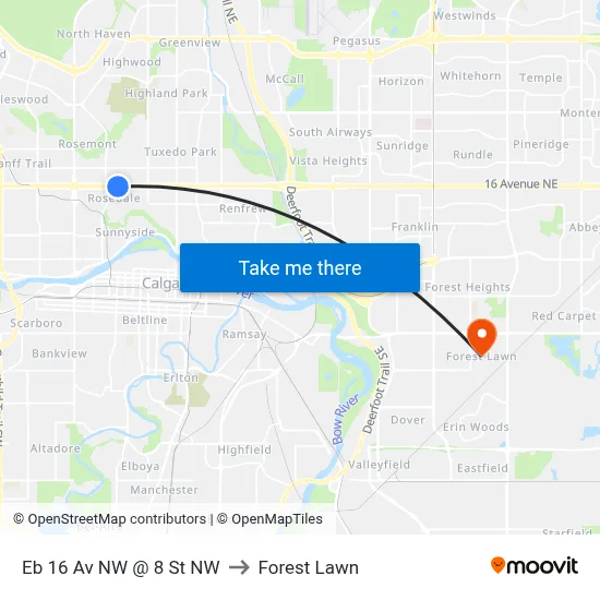 Eb 16 Av NW @ 8 St NW to Forest Lawn map