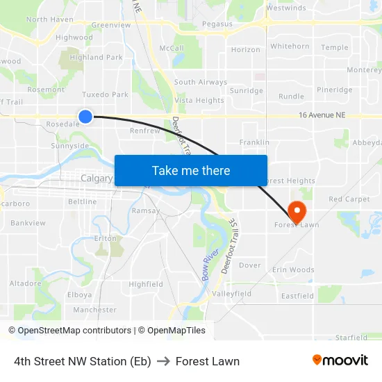 4th Street NW Station (Eb) to Forest Lawn map