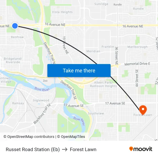 Russet Road Station (Eb) to Forest Lawn map