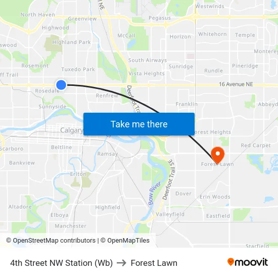 4th Street NW Station (Wb) to Forest Lawn map