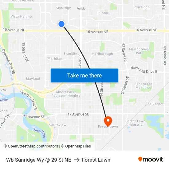 Wb Sunridge Wy @ 29 St NE to Forest Lawn map
