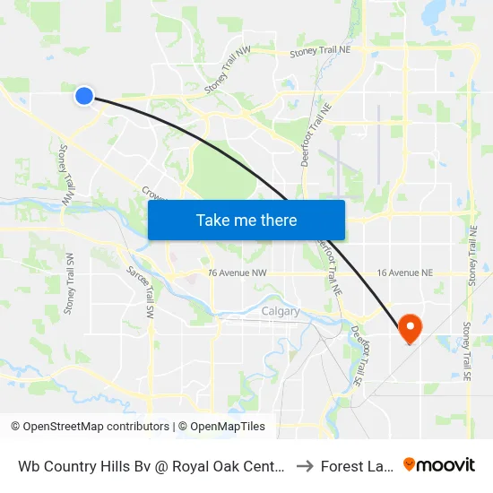 Wb Country Hills Bv @ Royal Oak Centre NW to Forest Lawn map