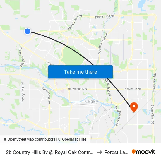 Sb Country Hills Bv @ Royal Oak Centre NW to Forest Lawn map