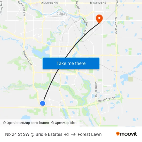 Nb 24 St SW @ Bridle Estates Rd to Forest Lawn map