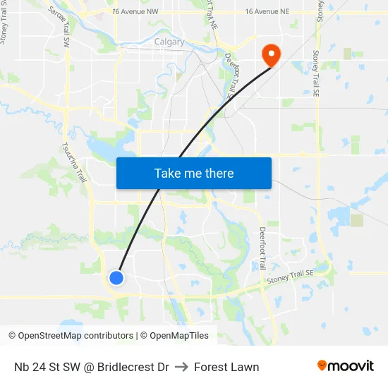 Nb 24 St SW @ Bridlecrest Dr to Forest Lawn map