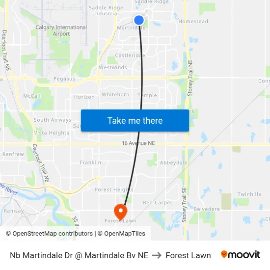 Nb Martindale Dr @ Martindale Bv NE to Forest Lawn map
