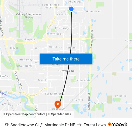 Sb Saddletowne Ci @ Martindale Dr NE to Forest Lawn map