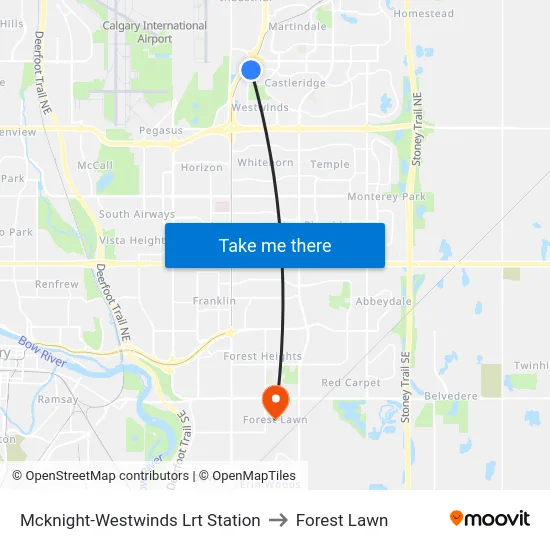 Mcknight-Westwinds Lrt Station to Forest Lawn map