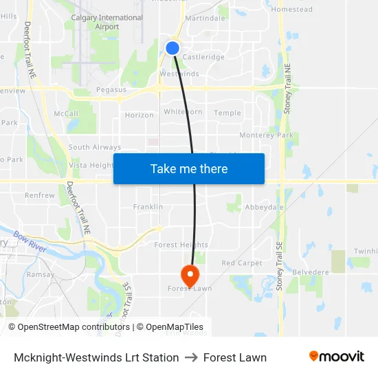Mcknight-Westwinds Lrt Station to Forest Lawn map