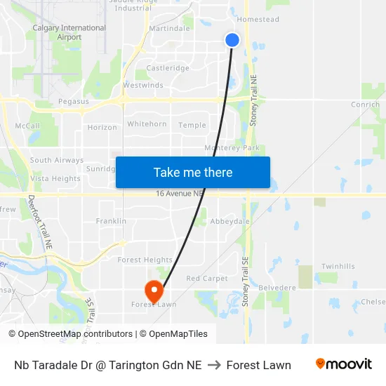 Nb Taradale Dr @ Tarington Gdn NE to Forest Lawn map