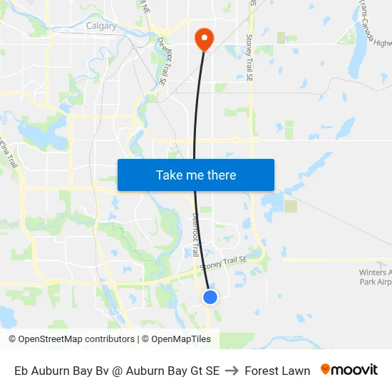 Eb Auburn Bay Bv @ Auburn Bay Gt SE to Forest Lawn map